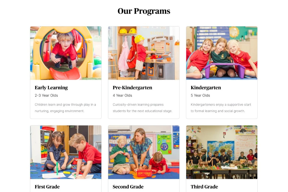 Good Shepherd Episcopal School: Grade overviews for the research phase.