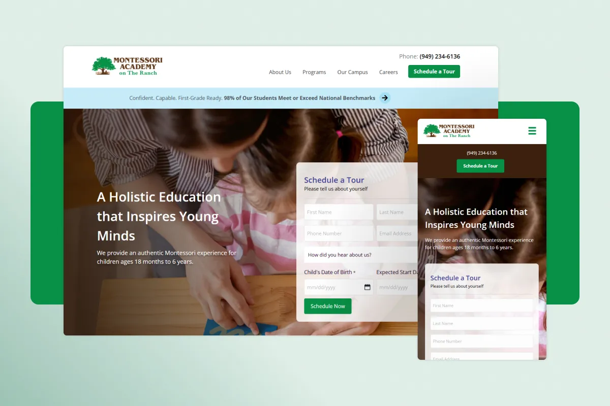 Montessori Academy on the Ranch website
