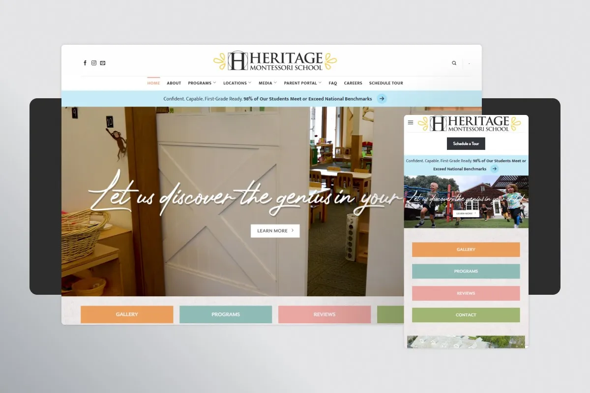 The site we built for Heritage Montessori School