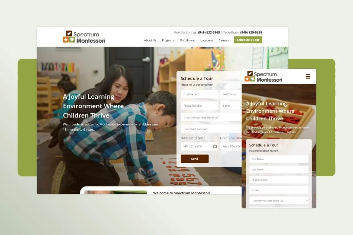 The site we built for Spectrum Montessori