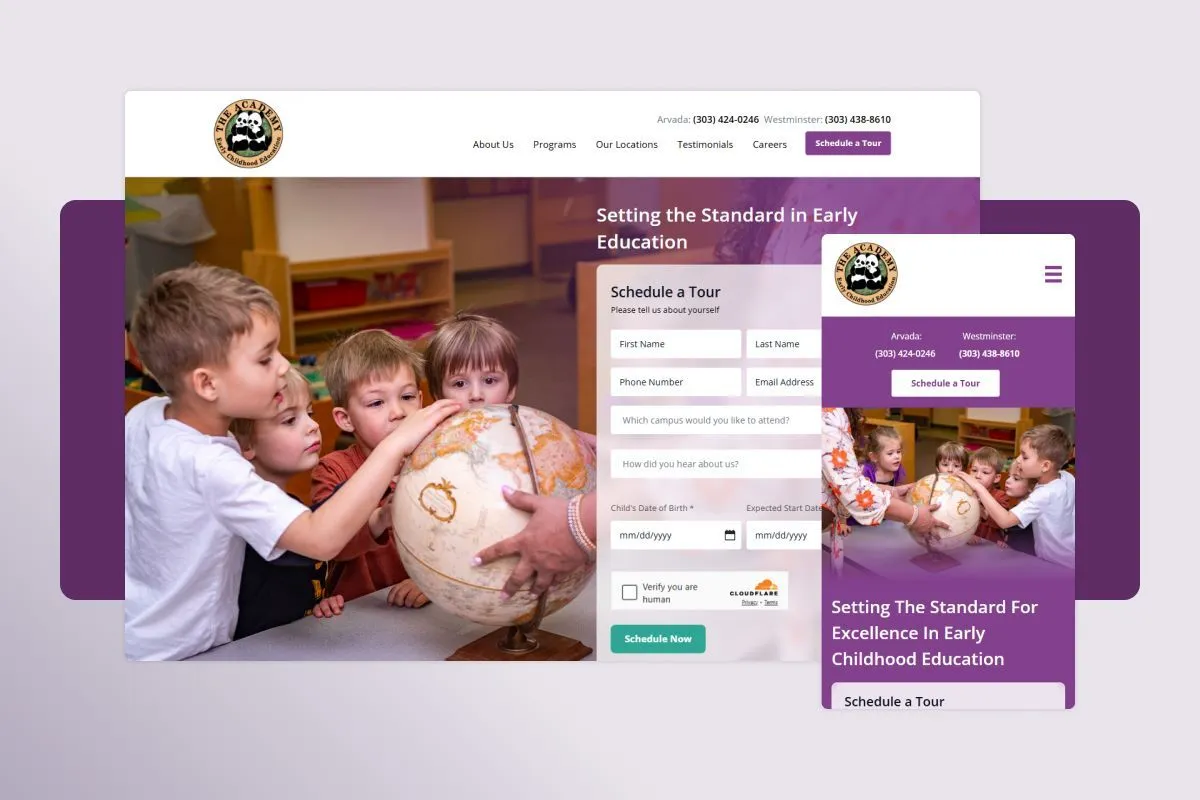 The site we built for The Academy ECE